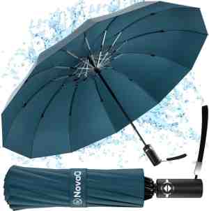 Foto: Novaq storm paraplu opvouwbaar forrest green polsband automatisch uitklapbaar windproof 110 cm