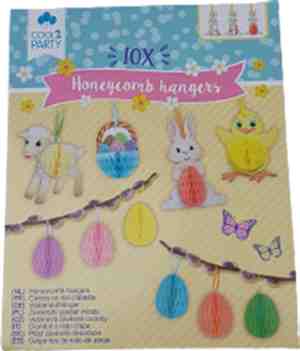 Foto: Paashangers honycomb hangers multicolor papier karton 10 stuks pasen paashaas paasei lente decoratie versiering