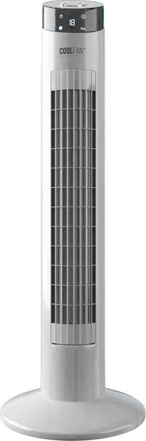 Foto: Coolfan cf202   stille torenventilator   wit   afstandsbediening   kolomventilator met luchtreiniger ionisator   ventilator staand