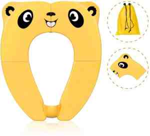 Foto: Wc verkleiner geel panda ontwerp   toilettrainer   opvouwbare toilet zitje   toiletbril verkleiner   kinder wc bril