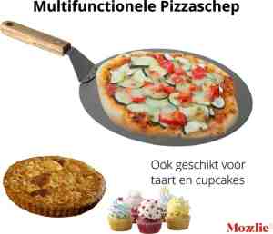 Foto: Pizzaschep 30 cm voor oven of bbq   rond   rvs   met houten handvat