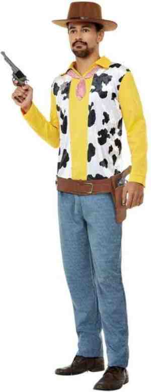 Foto: Smiffy s woody kostuum tekenfilmachtige cowboy man blauw geel wit beige large carnavalskleding verkleedkleding