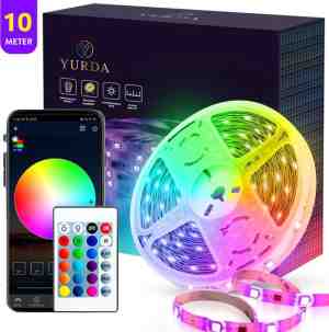 Foto: Yurda led strip 10 meter 16 miljoen kleuren via app ledstrip strips 2 x 5