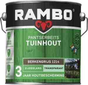 Foto: Rambo pantserbeits tuinhout zijdeglans transparant   gelijkmatig vloeiend   berkengrijs   2 5l