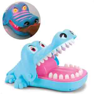 Foto: Krokodil met kiespijn blauw met licht en geluid incl batterijen krokodil spel bijtende krokodil drankspel