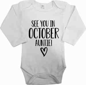 Foto: Baby rompertje aankondiging tante oktober maat 56