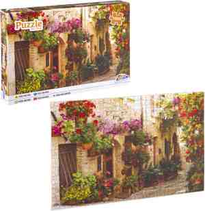 Foto: Grafix puzzel 1000 stukjes volwassenen thema smalle straat met bloemen afmeting 50 x 70 cm legpuzzel