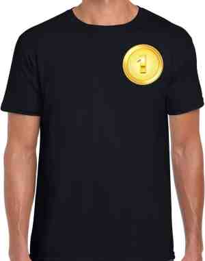 Foto: Kampioen t shirt gouden medaille zwart heren winnaar shirt nr 1 xl