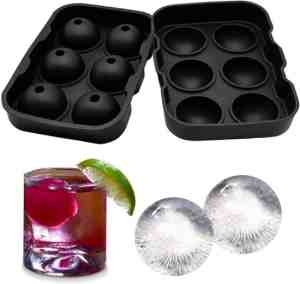 Foto: 6 x ice ball maker   siliconen dienblad met deksel   makkelijk in te vullen te gebruiken en te reinigen   6 ronde ijsblokjes   vaatwasmachinebestendig   gebruik voor gin whisky cocktails   zwart