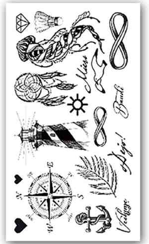 Foto: Glittersxl   temporary tattoo kompasvuurtorenvogeldromenvangerinfinity 11x6cm neptattoo   tijdelijke tatoeage   nep fake tattoos   water overdraagbare festival sticker henna outfit tattoo   glitter tattoo   volwassenen kinderen jongen meisje