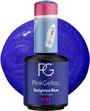 Foto: Pink gellac 221 delighted blue gellak 15 ml glanzende blauwe nagellak met shimmer finish gelnagels producten gel nails