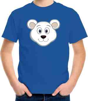 Foto: Cartoon ijsbeer t shirt blauw voor jongens en meisjes kinderkleding dieren t shirts kinderen 134 140