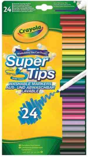 Foto: Crayola   supertips   24 wasbare viltstiften   dunne en dikke lijnen   diverse kleuren