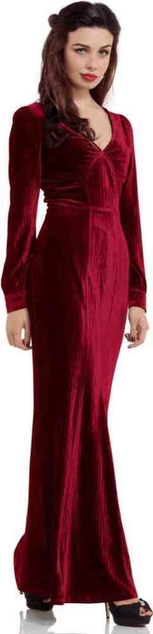 Foto: Voodoo vixen lange jurk xl olive 30s rood