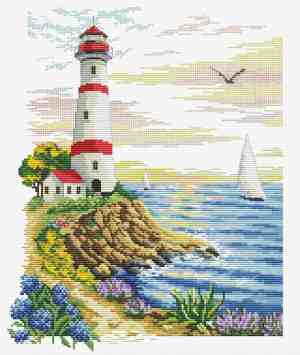 Foto: Borduurpakket lighthouse cape voorbedrukt needleart world
