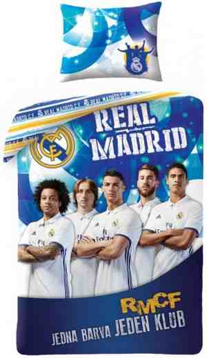 Foto: Real madrid players   dekbedovertrek   eenpersoons   140 x 200 cm   wit