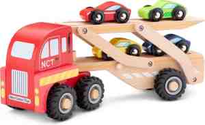 Foto: New classic toys houten vrachtwagen voor autotransport inclusief autos