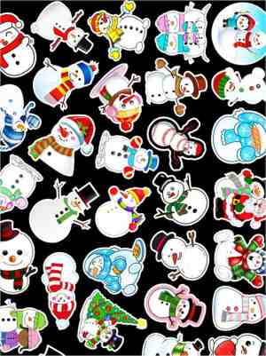 Foto: 50 stuks stickers sneeuwpop 8x5 cm