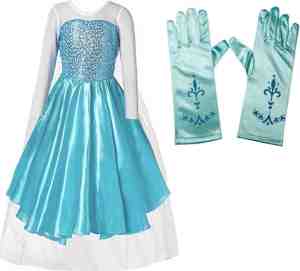 Foto: Prinsessenjurk meisje elsa jurk verkleedkleren het betere merk prinsessen verkleedkleding 116122 130 handschoenen cadeau speelgoed verjaardag