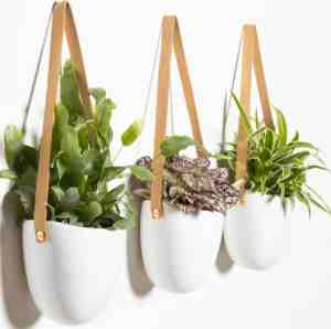 Foto: Gadgy plantenhanger keramiek   set van 3   hangpot van wit steen   hangende bloempot plantenpot   met 3 verschillende koorden   12x11x9 5cm
