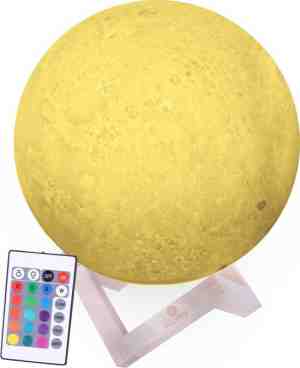 Foto: Niceey maanlamp 3d maan lamp 20 cm maanlampje met 16 kleuren oplaadbaar kinder tafellamp met afstandsbediening