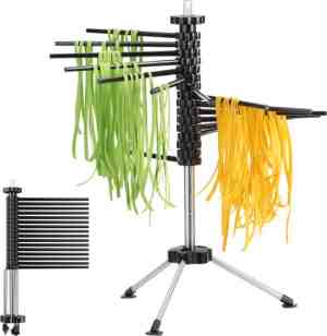 Foto: Navaris pasta droogrek   inklapbaar pastarek   droogrek voor zelfgemaakte spaghetti en noedels   pastadroger met 16 armen   tot 2 kg   zwart