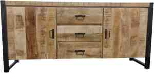 Foto: Dressoir industrieel mangohout zwart stalen frame 160x40x80cm