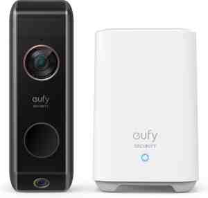 Foto: Eufy security   video doorbell s330 camera op batterijen met homebase zwart en wit dubbele bewegingsdetectie pakketdetectie 2k hd familieherkenning geen maandelijkse kosten 16 gb lokale opslagruimte