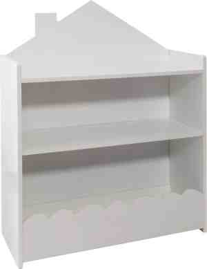 Foto: Atmosphera boekenkast kist huis hout wit opberger wandplank speelgoedkist h 78 cm