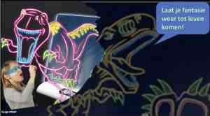 Foto: Kindertablet 3d lichtgevend tekenbord kinderen dino cadeautip 3d glow in the dark drawing board 