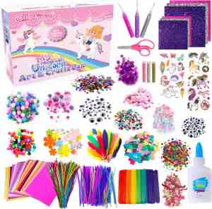 Foto: Allerion glitter knutselkoffer unicorn 1043 delig voor jongens en meisjes creatief speelgoed   knutselen