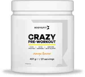 Foto: Body fit crazy pre workout   sinaasappel smaak   pre workout   407 gram 37 doseringen