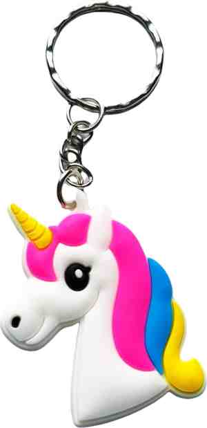 Foto: Unicorn sleutelhanger hoofd roze