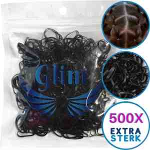 Foto: Glim 500 x zwarte mini elastiekjes meisjes baby kinderen haar elastieken elastiek extra sterk
