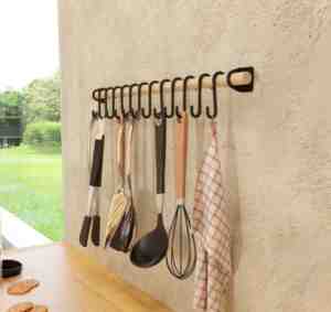 Foto: Keukenrek hout handdoekenrek keuken rek badkamer 59 cm 12 haken van kunststof
