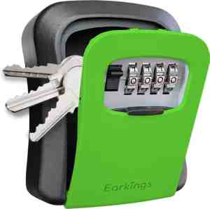 Foto: Sleutelkluis sleutelkluisje met code voor buiten sleutelkastje inclusief wandmontage earkings kluisje cijferslot groen