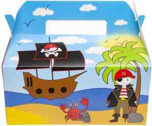 Foto: 24 stuks xl menubox piraat smulbox traktatie thema piraten kinderfeestje 22 x 12 x 9 cm