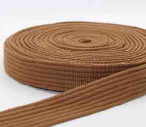 Foto: 5 meter geribbelde katoen tassenband breedte 30mm kleur 07 bruin