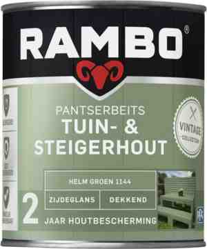 Foto: Rambo pantserbeits tuin steigerhout dekkend zijdeglans waterproof flessengroen 0 75l