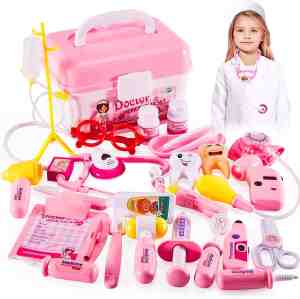 Foto: Hersity speelgoed voor kinderen dokter speelset dokterstassen medische speelkoffer doktersjas artsen rollenspel spellen cadeauset meisje 3 jaar 35 stuks 