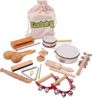 Foto: Kadoing 18 delige houten muziekinstrumenten set montessori speelgoed kinderspeelgoed muziek voor kinderen cadeau schoencadeautjes sinterklaas