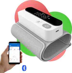 Foto: Smart bloeddrukmeter bovenarm met app bluetooth stem bestuurbaar onregelmatige hartslag detectie manchet 22 42 cm led scherm