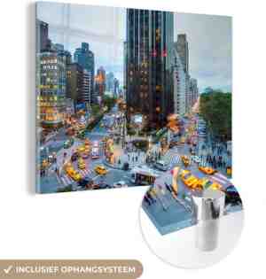 Foto: Muchowow glasschilderij   new york   broadway   taxi   80x60 cm   acrylglas schilderijen   foto op glas