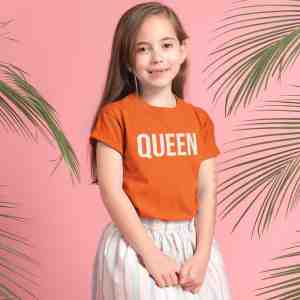 Foto: Oranje koningsdag t shirt kind queen 9 11 jaar maat 134 140 oranje kleding shirts feestkleding