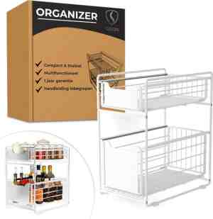 Foto: Geon   gootsteenkast organizer   keukenkast organizer   gootsteenrek   badkamer organizer   witzwart