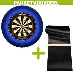 Foto: Winmau blade 6 triple core rubberen dartmat 60 300 incl oche dartbordverlichting deluxe blauw 