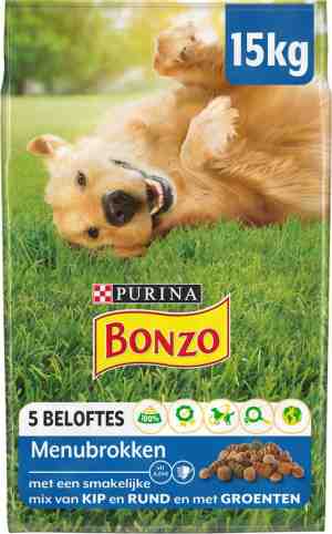 Foto: Bonzo menubrokken adult   hondenvoer   kip groenten   15kg