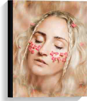 Foto: Canvas roze bloemenmeisje blond 30x40cm foto op canvas schilderij wanddecoratie op canvas 