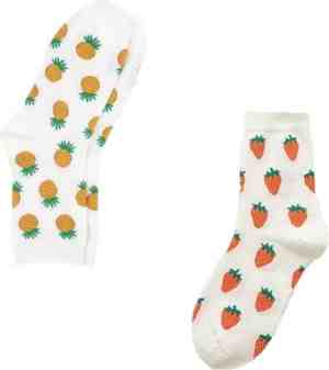 Foto: Binkie socks box 2 paar dames sokken happy fruit socks met aardbei en ananas maat 39 42