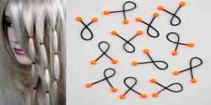 Foto: 12 haar binders met swarovski neon oranje pearls 3 mm